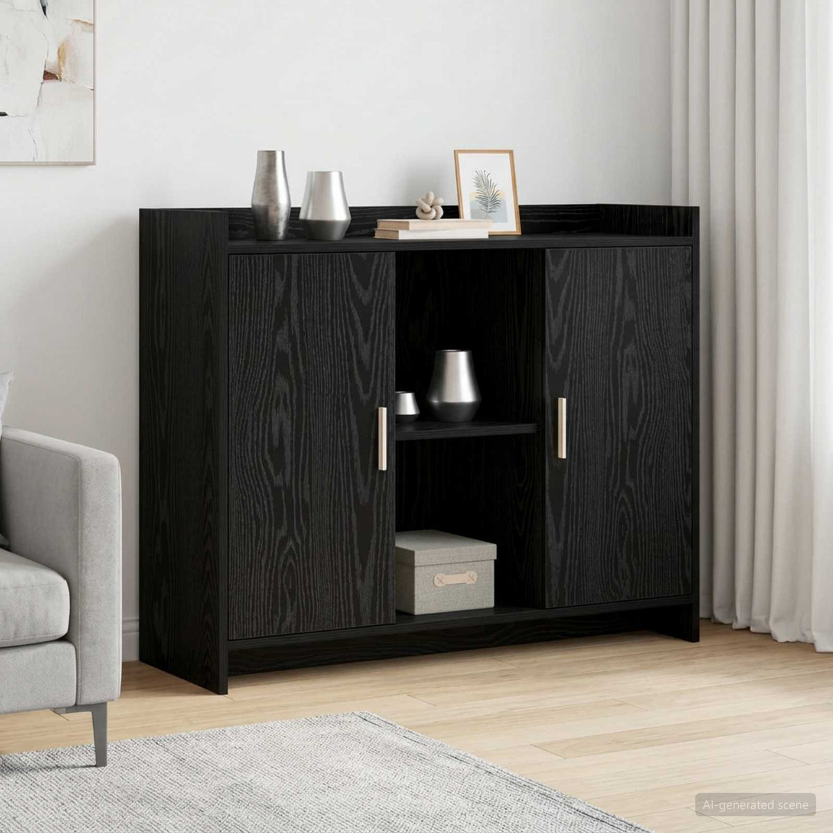 Sideboard Black Oak 98.5 x 33 x 80 cm Engineered Wood
