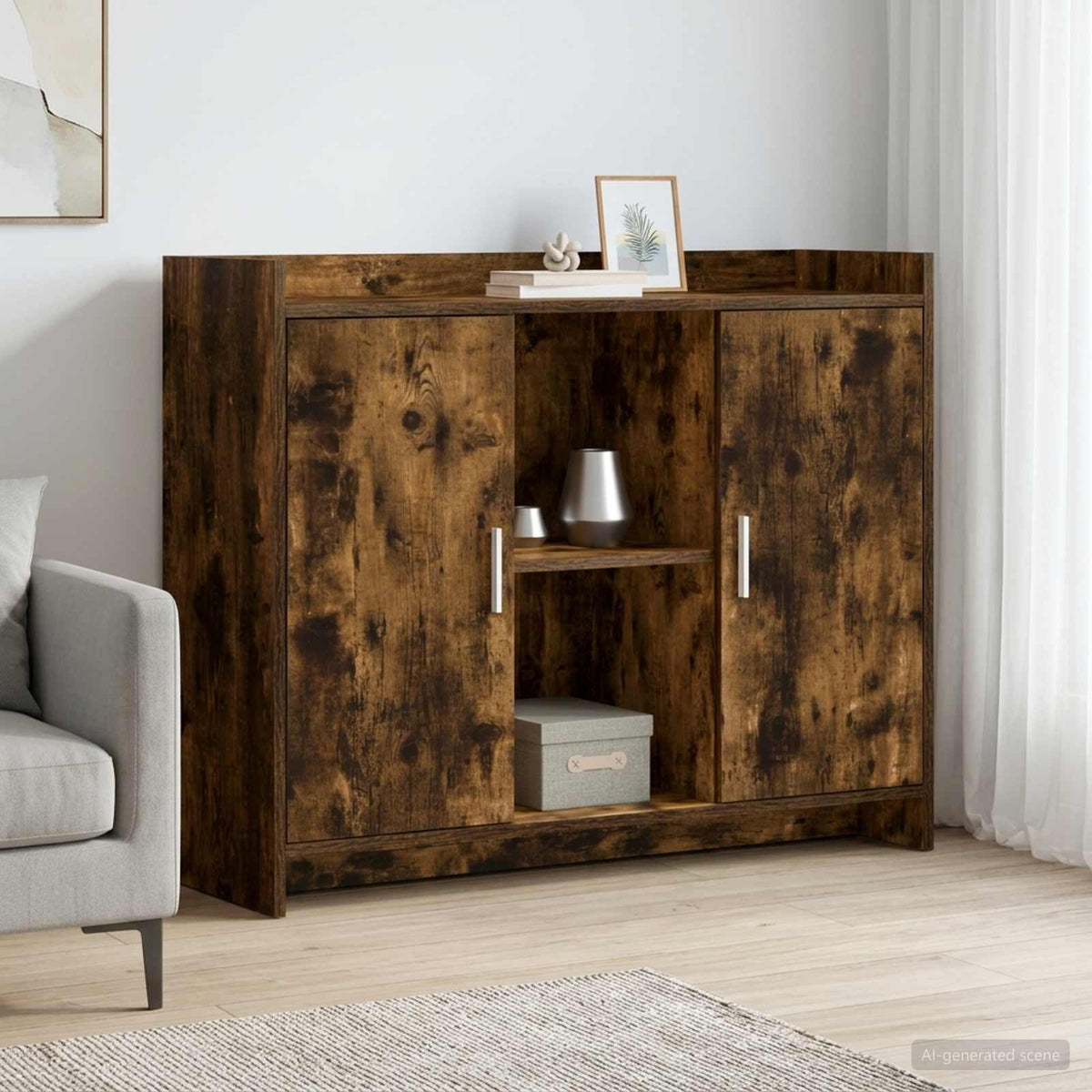 Sideboard Smoked Oak 98.5 x 33 x 80 cm Engineered Wood