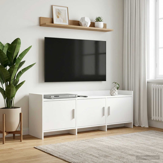 TV Cabinet 130 x 33 x 47 cm White Engineered Wood