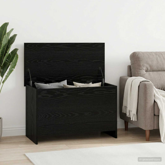Storage Chest Black Oak 80 x 40 x 50 cm Engineered Wood