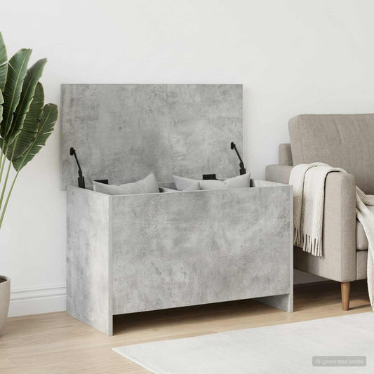 Storage Chest Concrete Grey 80 x 40 x 50 cm Engineered Wood