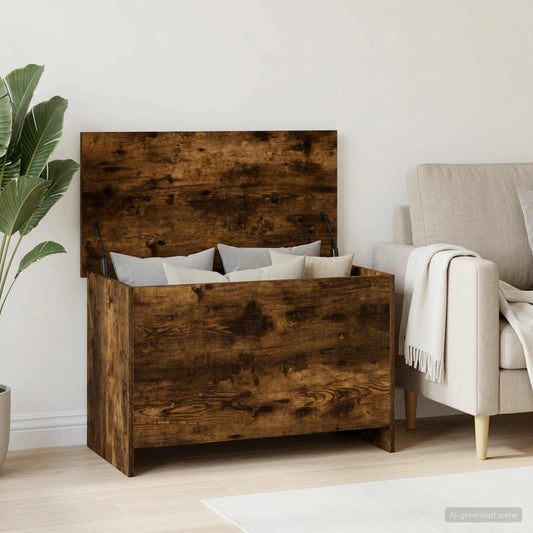 Storage Chest Smoked Oak 80 x 40 x 50 cm Engineered Wood