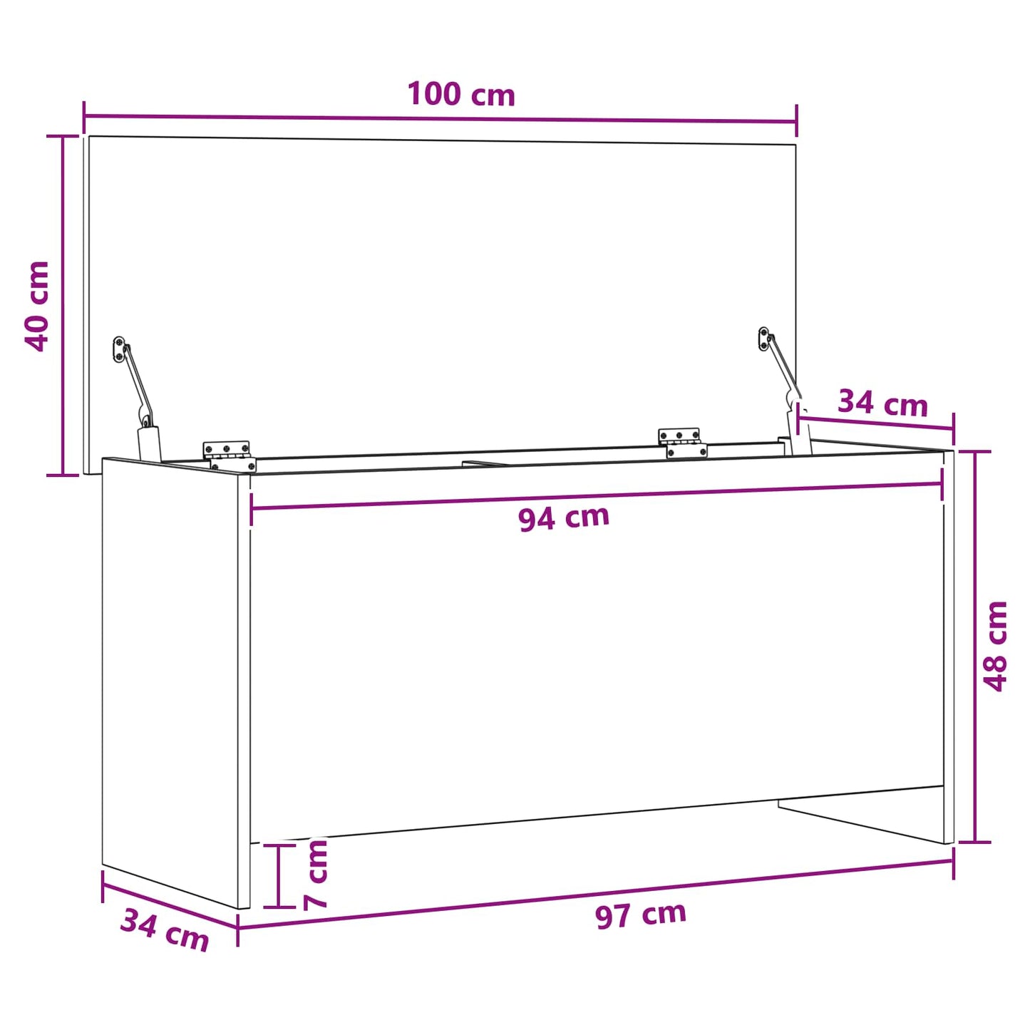 Storage Chest Concrete Grey 100 x 40 x 50 cm Engineered Wood
