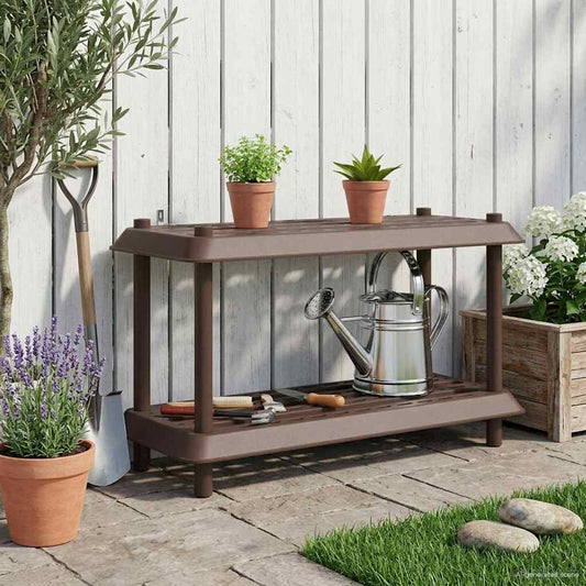 Shelving Unit 2-Tier 100 x 40 x 55.5 cm PP Brown