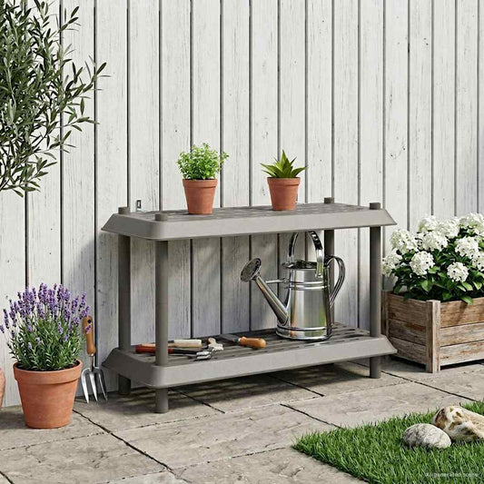 Shelving Unit 2-Tier 100 x 40 x 55.5 cm PP Light Grey