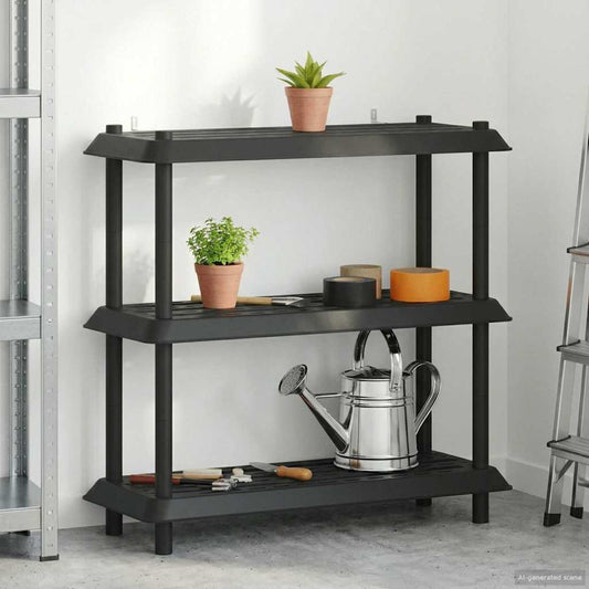 Shelving Unit 3-Tier 100 x 40 x 96 cm PP Anthracite