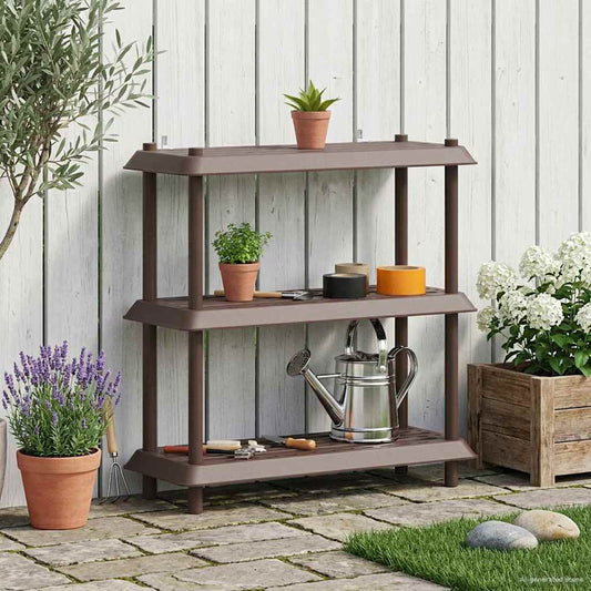 Shelving Unit 3-Tier 100 x 40 x 96 cm PP Brown