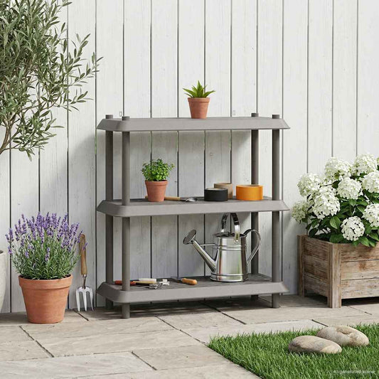 Shelving Unit 3-Tier 100 x 40 x 96 cm PP Light Grey