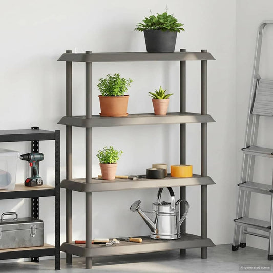 Shelving Unit 4-Tier 100 x 40 x 136.5 cm PP Light Grey
