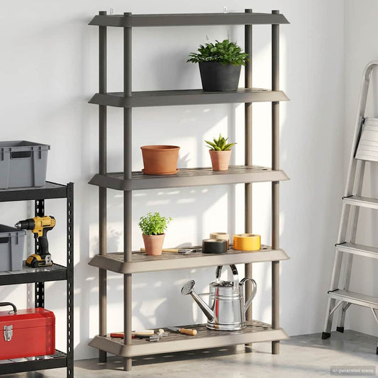 Shelving Unit 5-Tier 100 x 40 x 177 cm PP Light Grey