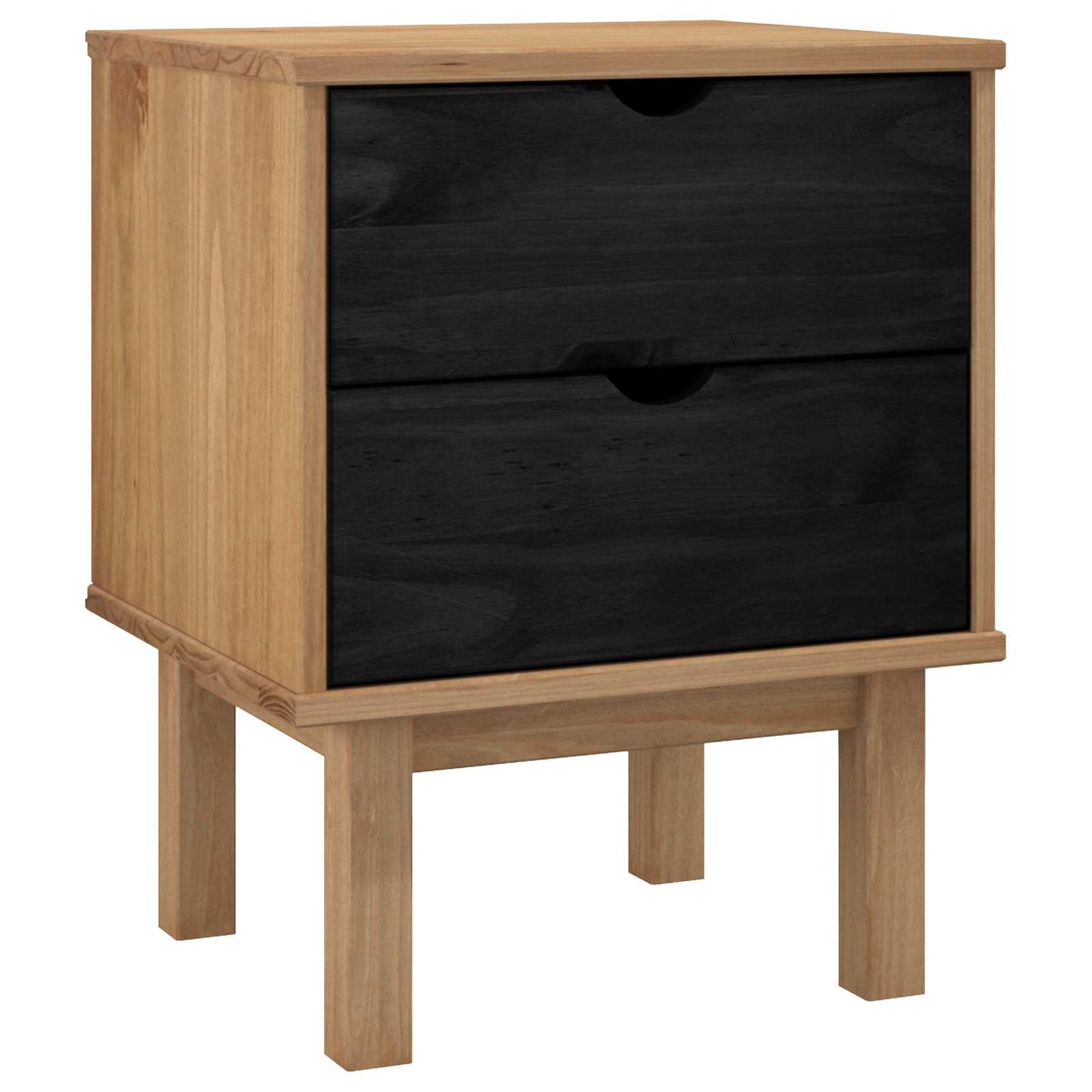 Bedside Table OTTA Black 45 x 39 x 57 cm Solid Pine Wood