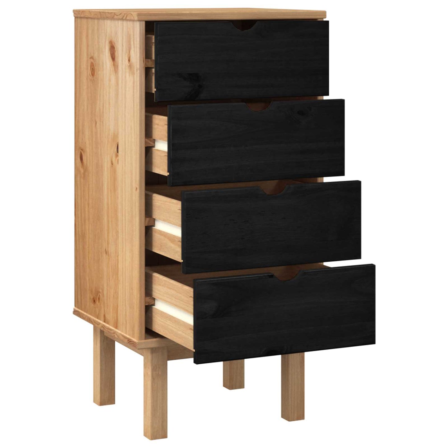 Chest of Drawers OTTA Black 45 x 39 x 90 cm Solid Pine Wood