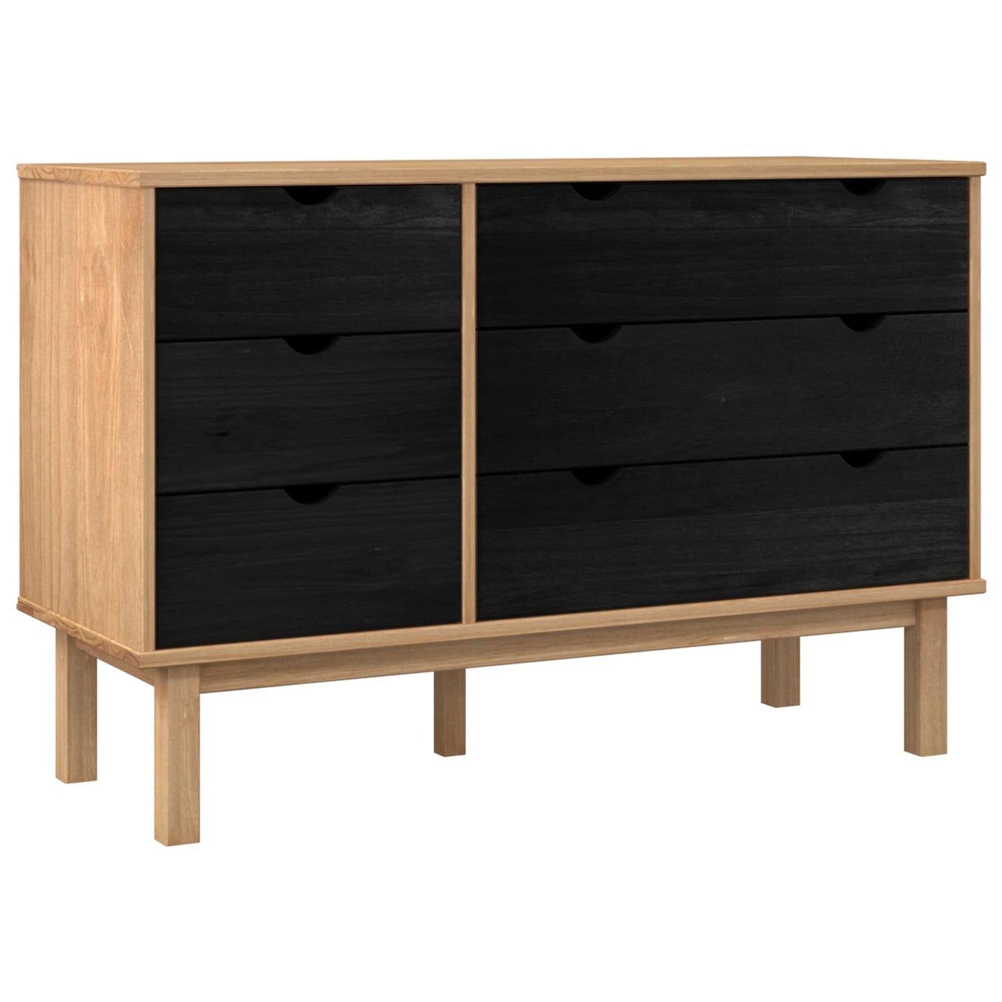 Drawer Cabinet OTTA Black 111 x 43 x 73.5 cm Solid Pine Wood