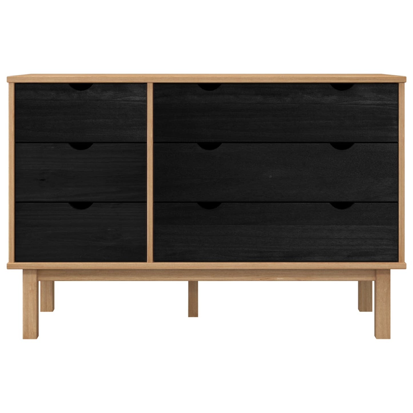 Drawer Cabinet OTTA Black 111 x 43 x 73.5 cm Solid Pine Wood