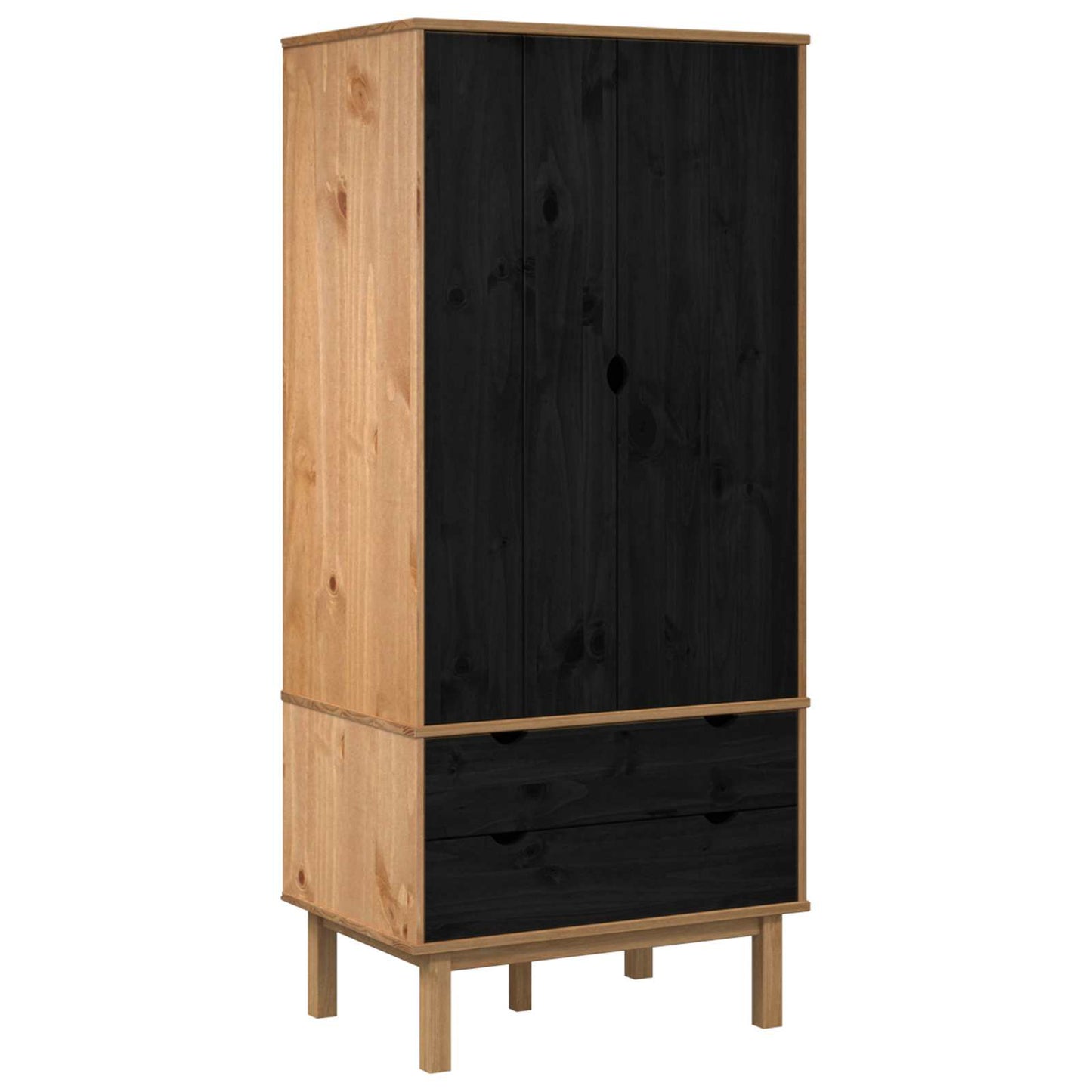 Wardrobe OTTA Black 76.5 x 53 x 172 cm Solid Pine Wood