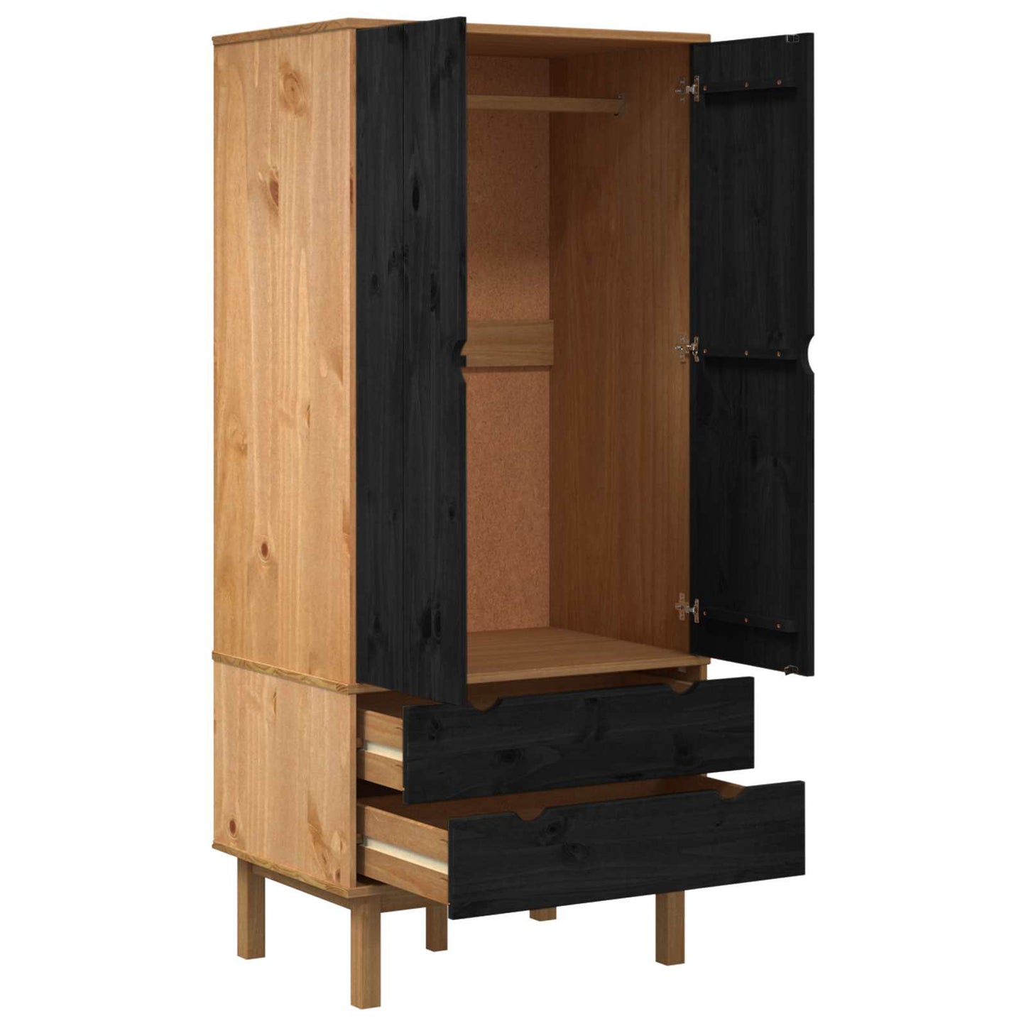 Wardrobe OTTA Black 76.5 x 53 x 172 cm Solid Pine Wood
