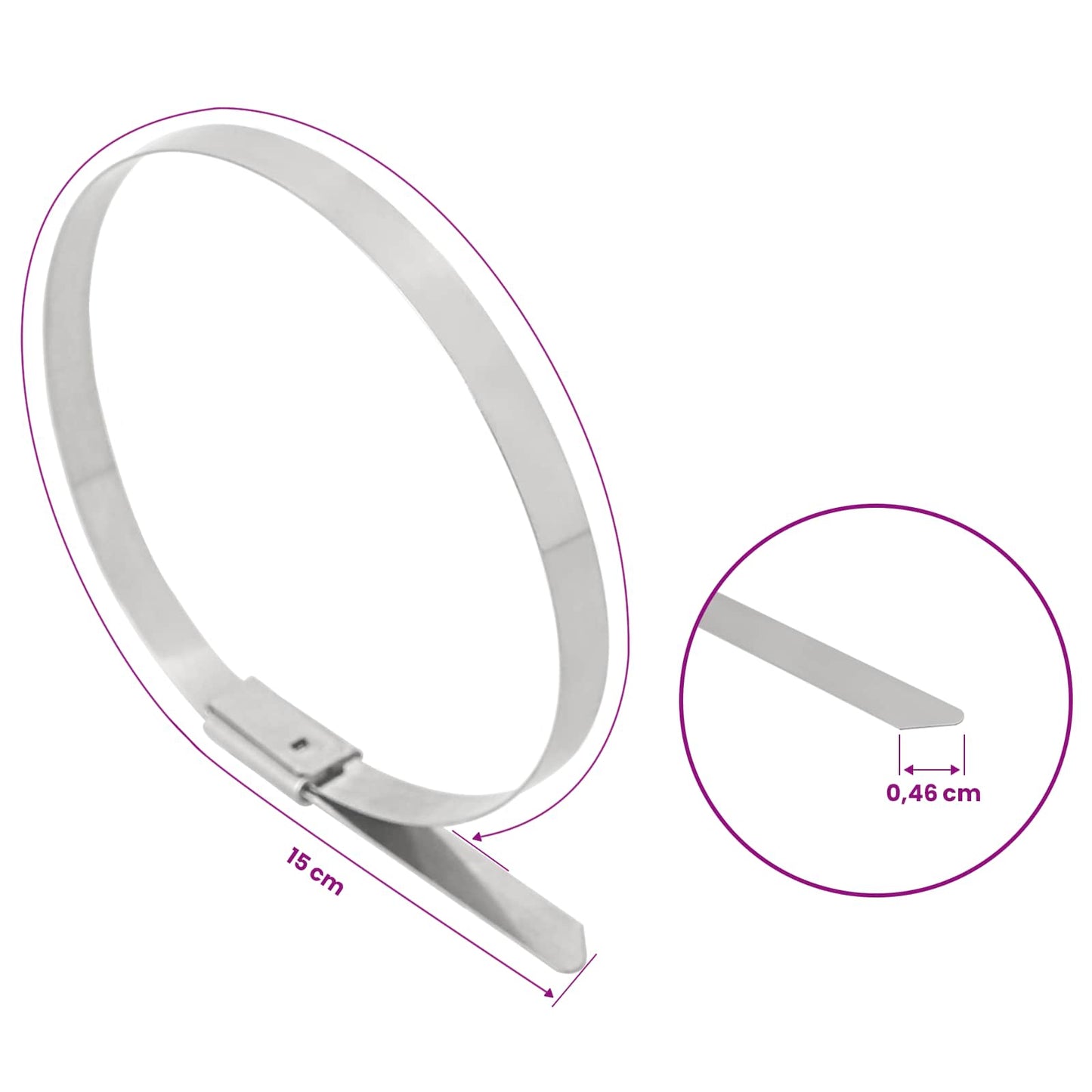 Cable Tie 250 pcs 4.6 x 150 mm Silver