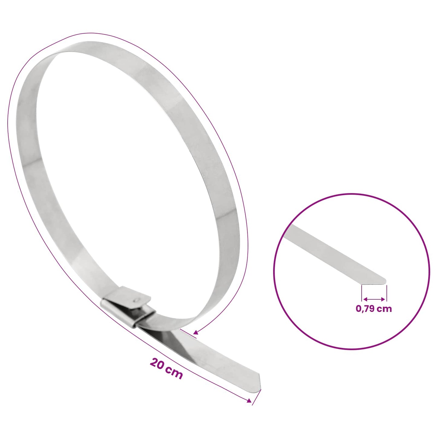 Cable Tie 250 pcs 7.9 x 200 mm Silver