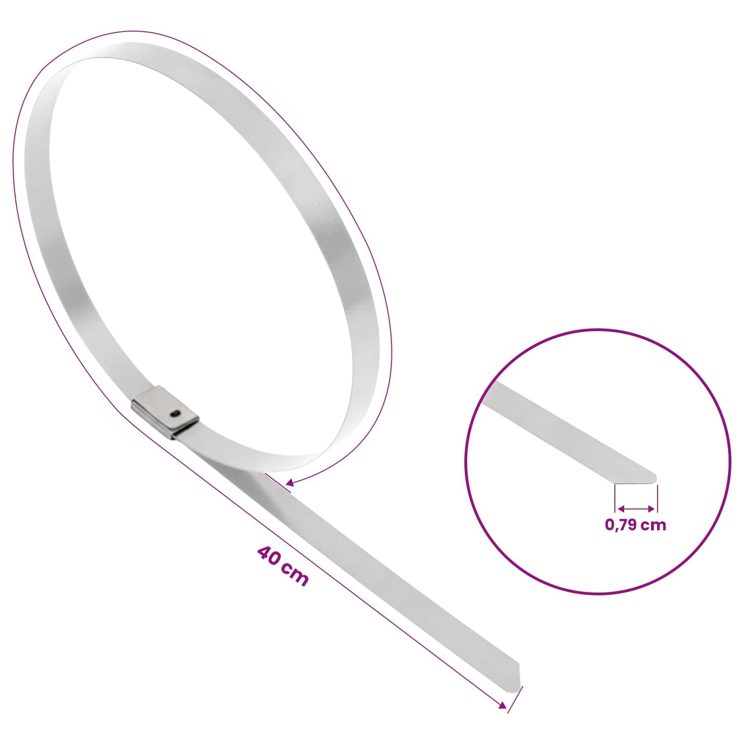 Cable Tie 50 pcs 7.9 x 400 mm Silver