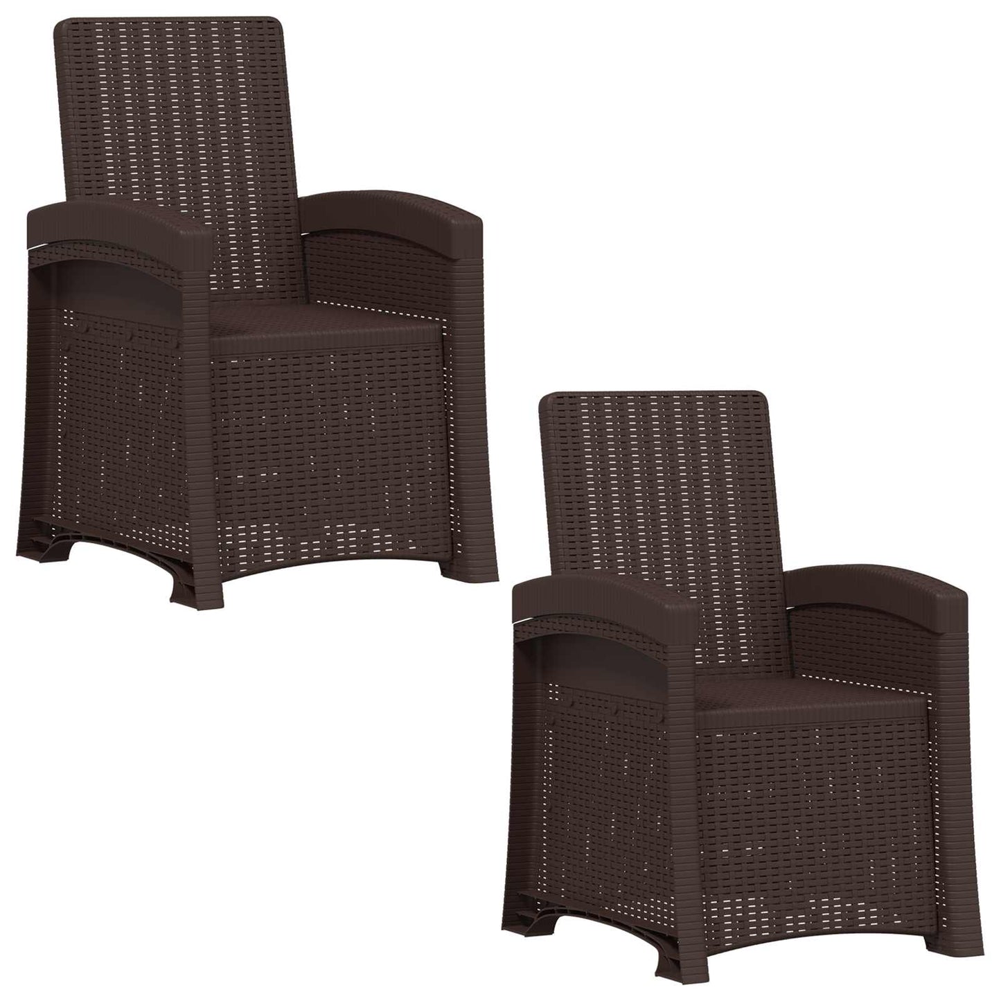 Reclining Garden Chair Rattan Look 2 pcs Brown PP
