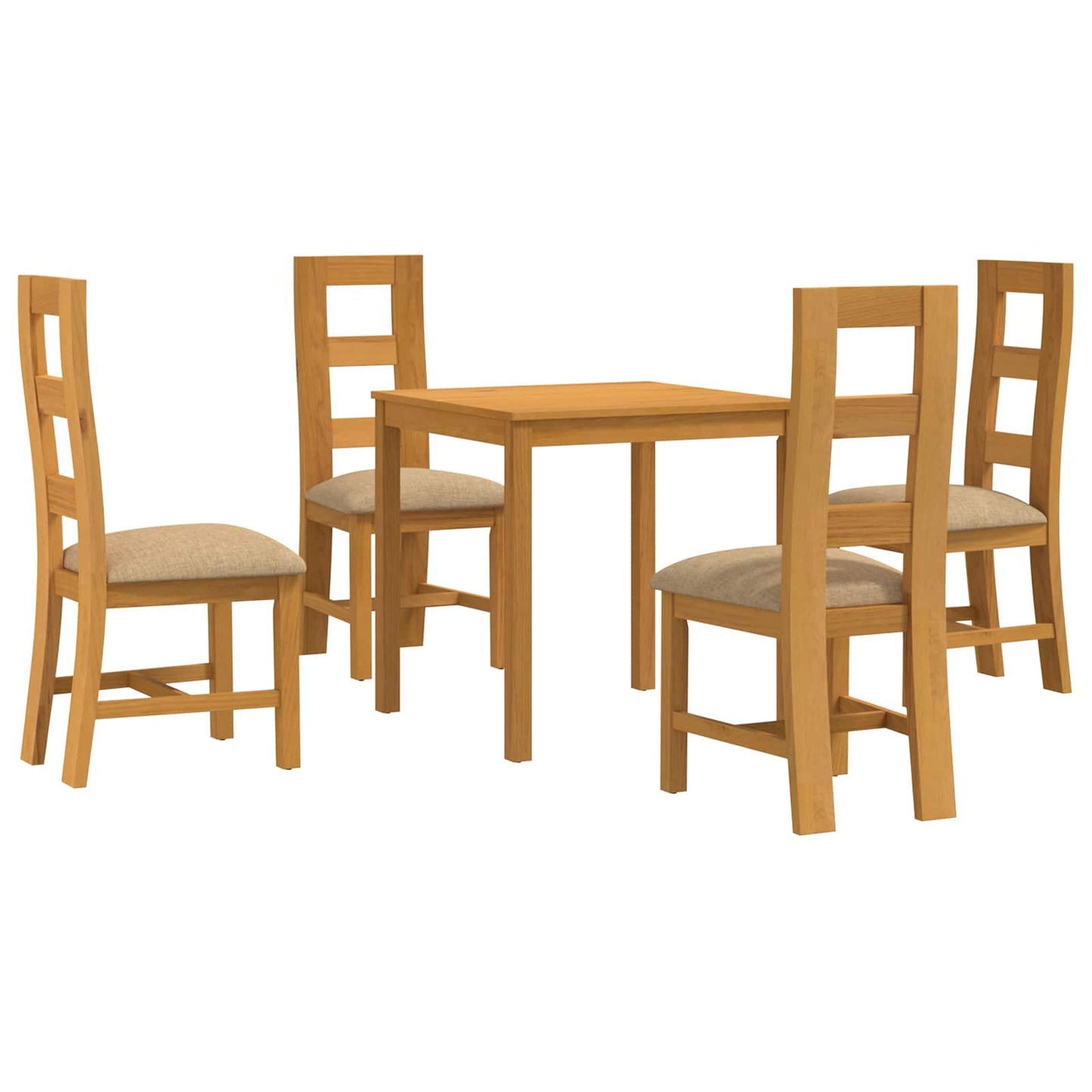 Dining Set 5 pcs Beige Solid Oak Wood