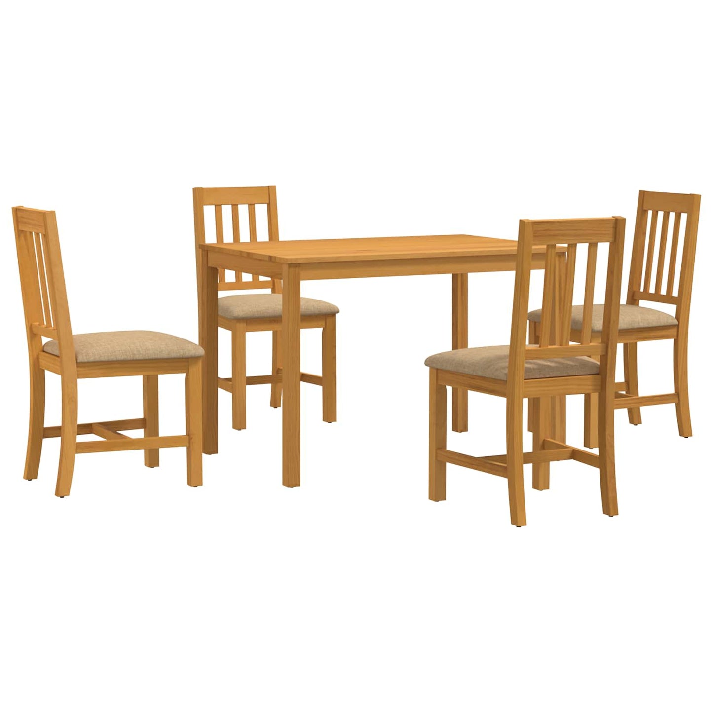Dining Set 5 pcs Beige Solid Oak Wood