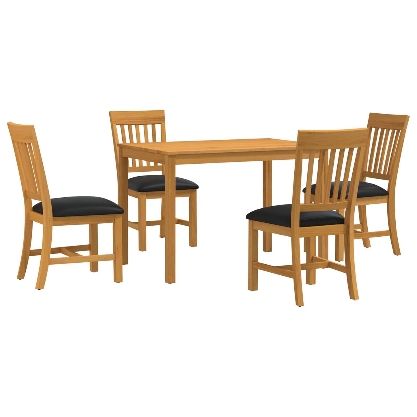 Dining Set 5 pcs Black Solid Oak Wood
