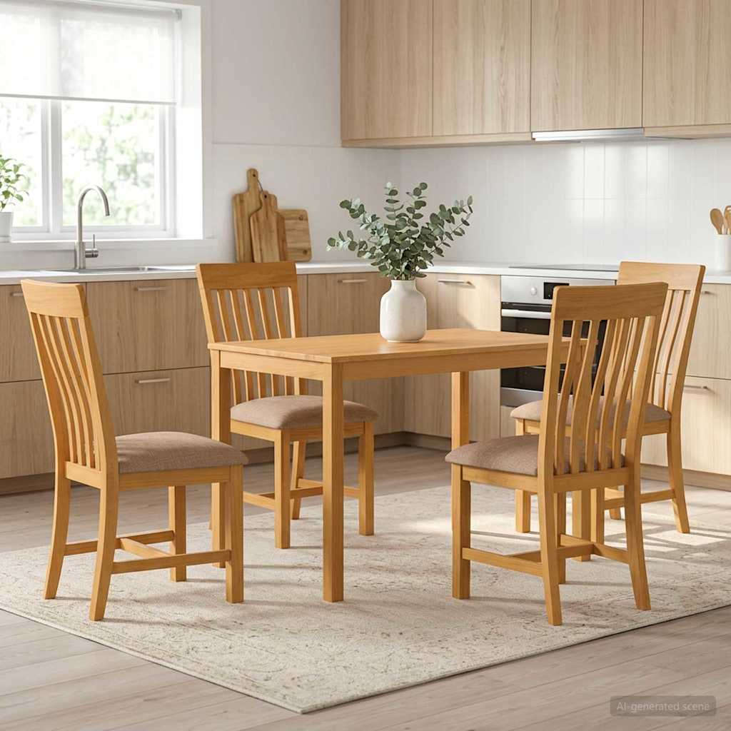 Dining Set 5 pcs Grey Solid Oak Wood