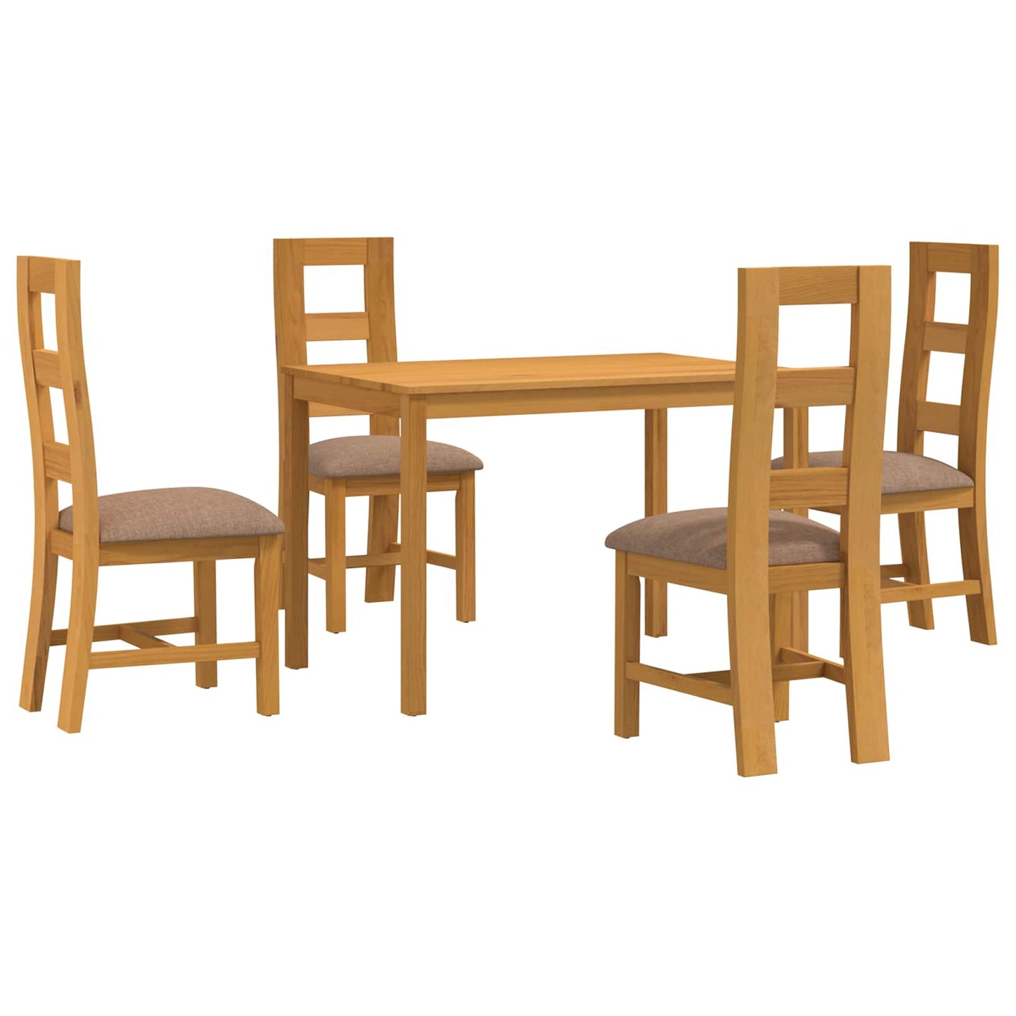 Dining Set 5 pcs Grey Solid Oak Wood