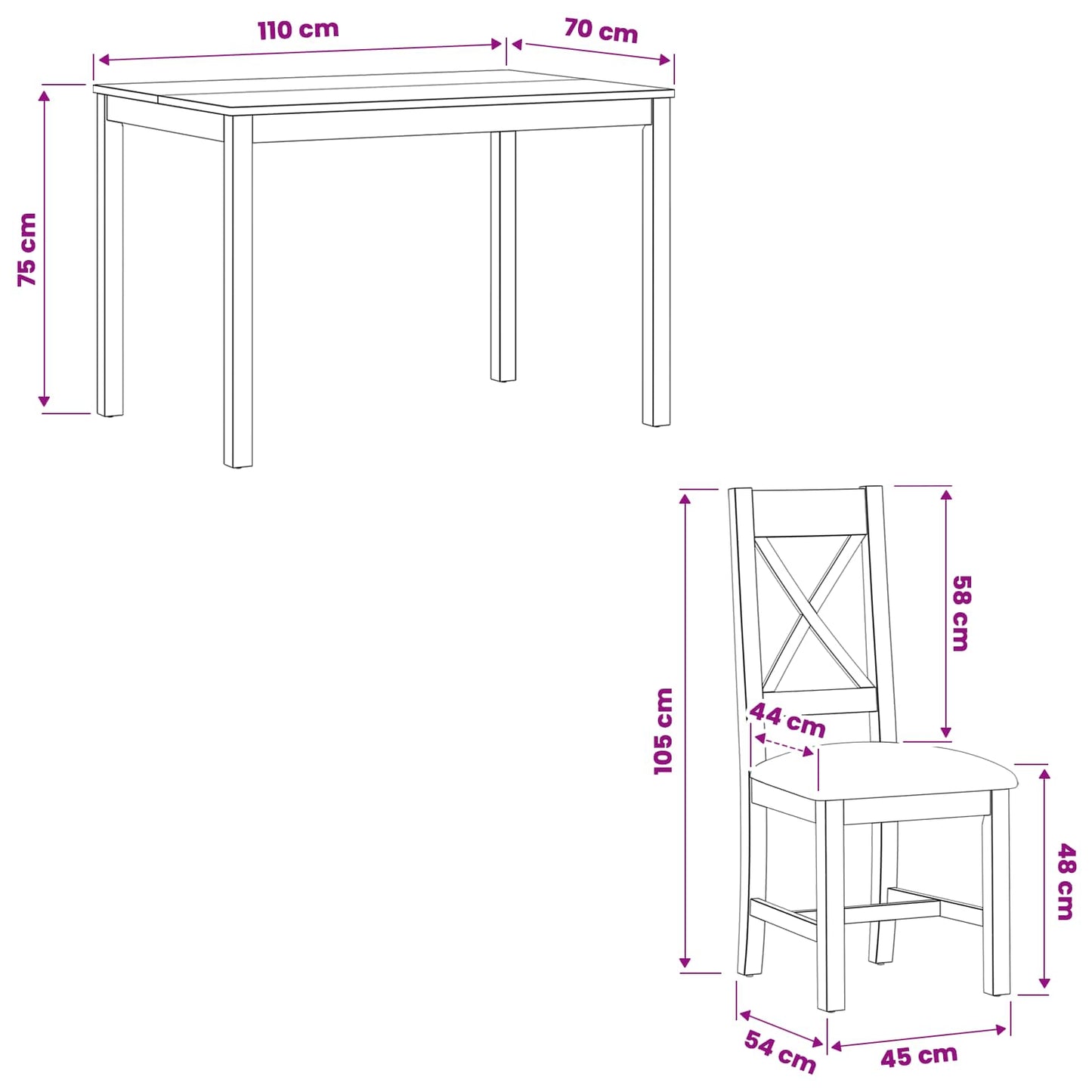 Dining Set 5 pcs Black Solid Oak Wood