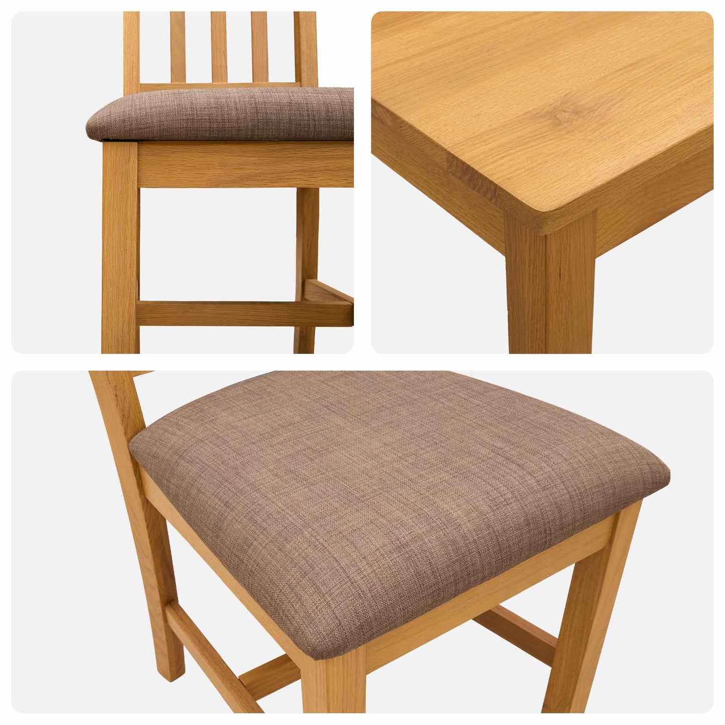 Dining Set 7 pcs Grey Solid Oak Wood