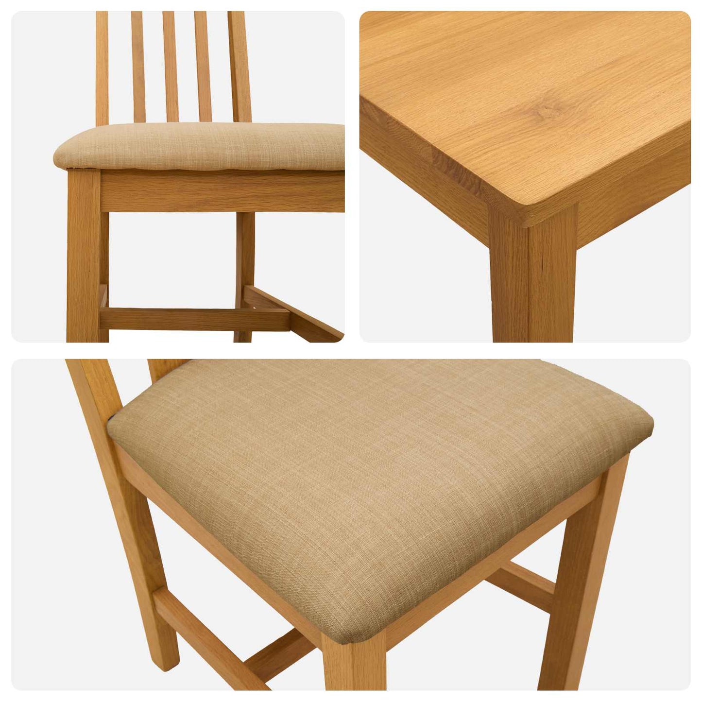 Dining Set 7 pcs Beige Solid Oak Wood