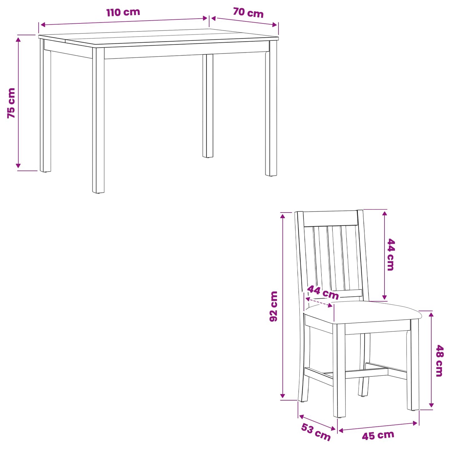Dining Set 7 pcs Black Solid Oak Wood