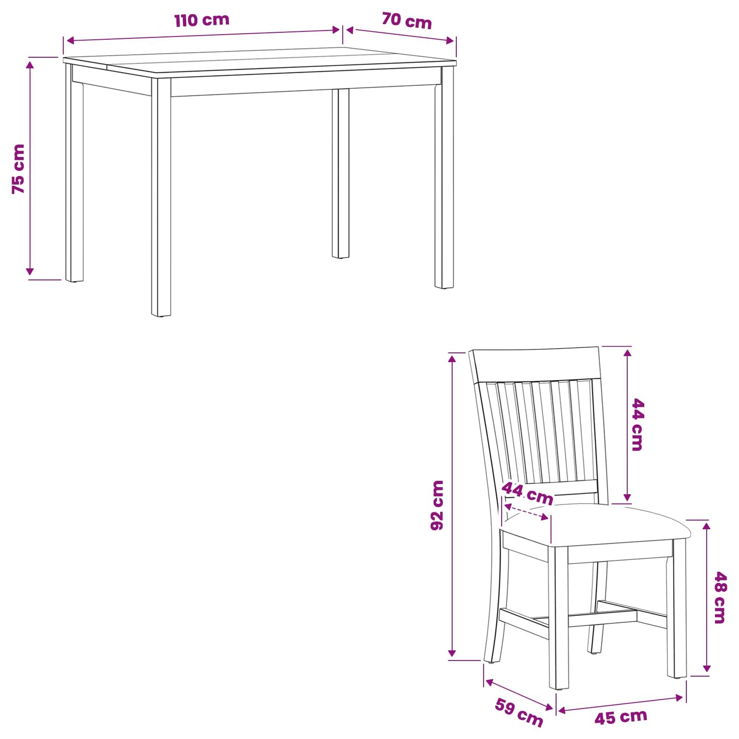 Dining Set 7 pcs Grey Solid Oak Wood
