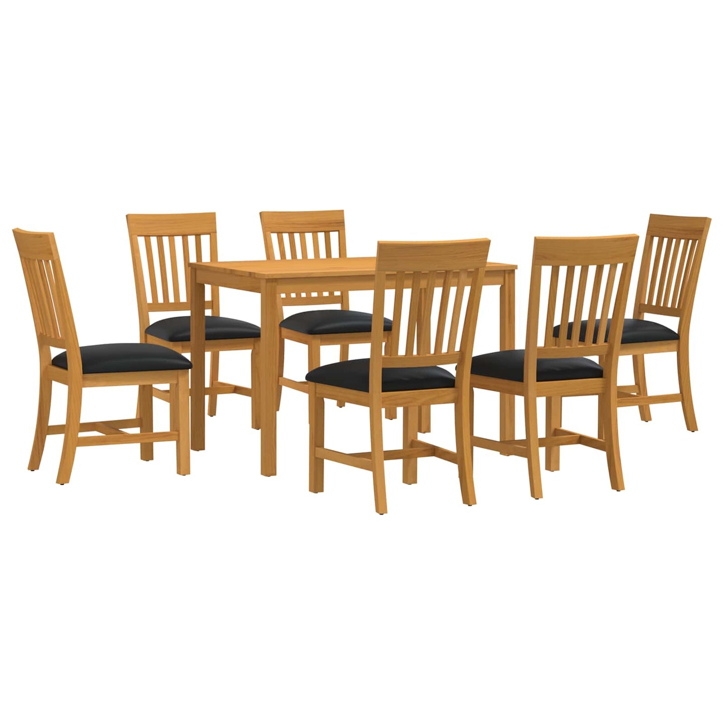 Dining Set 7 pcs Black Solid Oak Wood