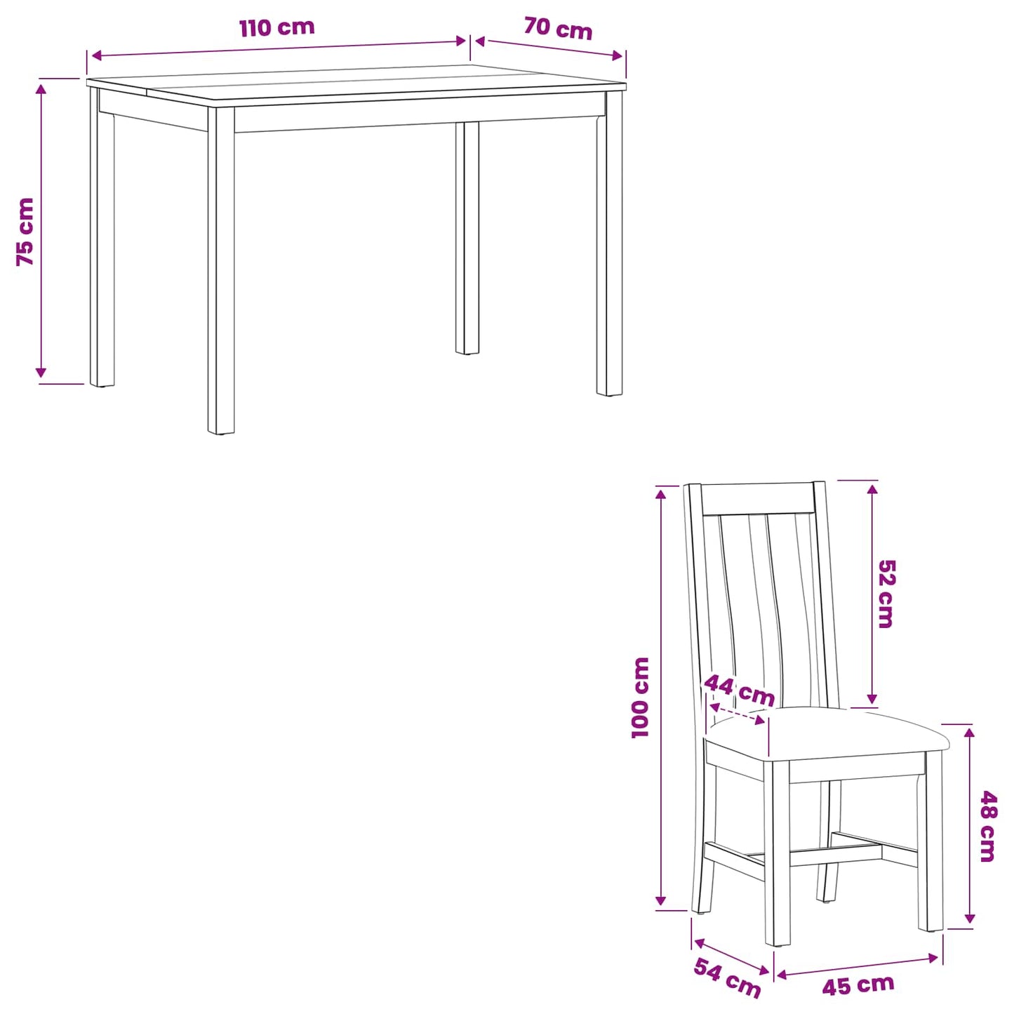 Dining Set 7 pcs Black Solid Oak Wood