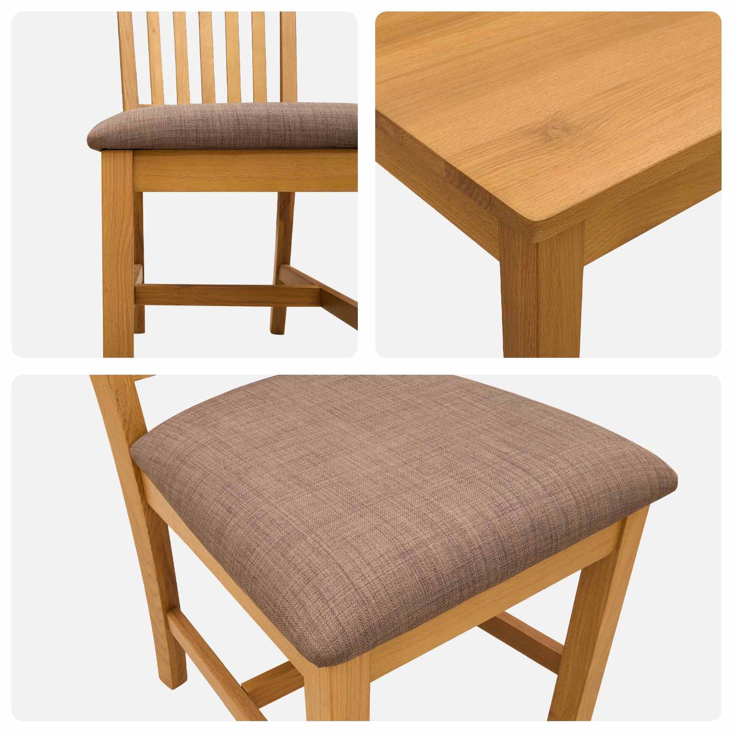 Dining Set 7 pcs Grey Solid Oak Wood