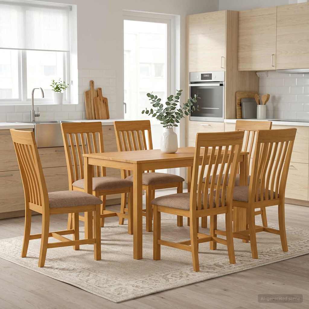Dining Set 7 pcs Grey Solid Oak Wood