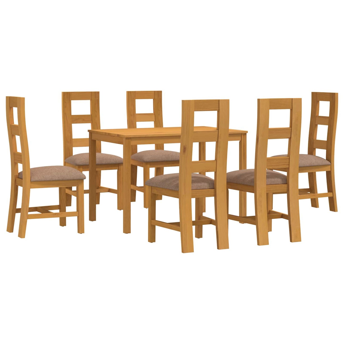 Dining Set 7 pcs Grey Solid Oak Wood