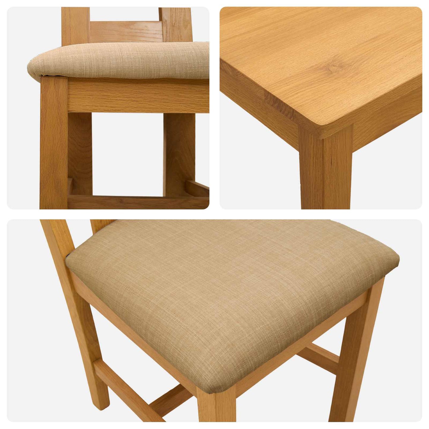 Dining Set 7 pcs Beige Solid Oak Wood