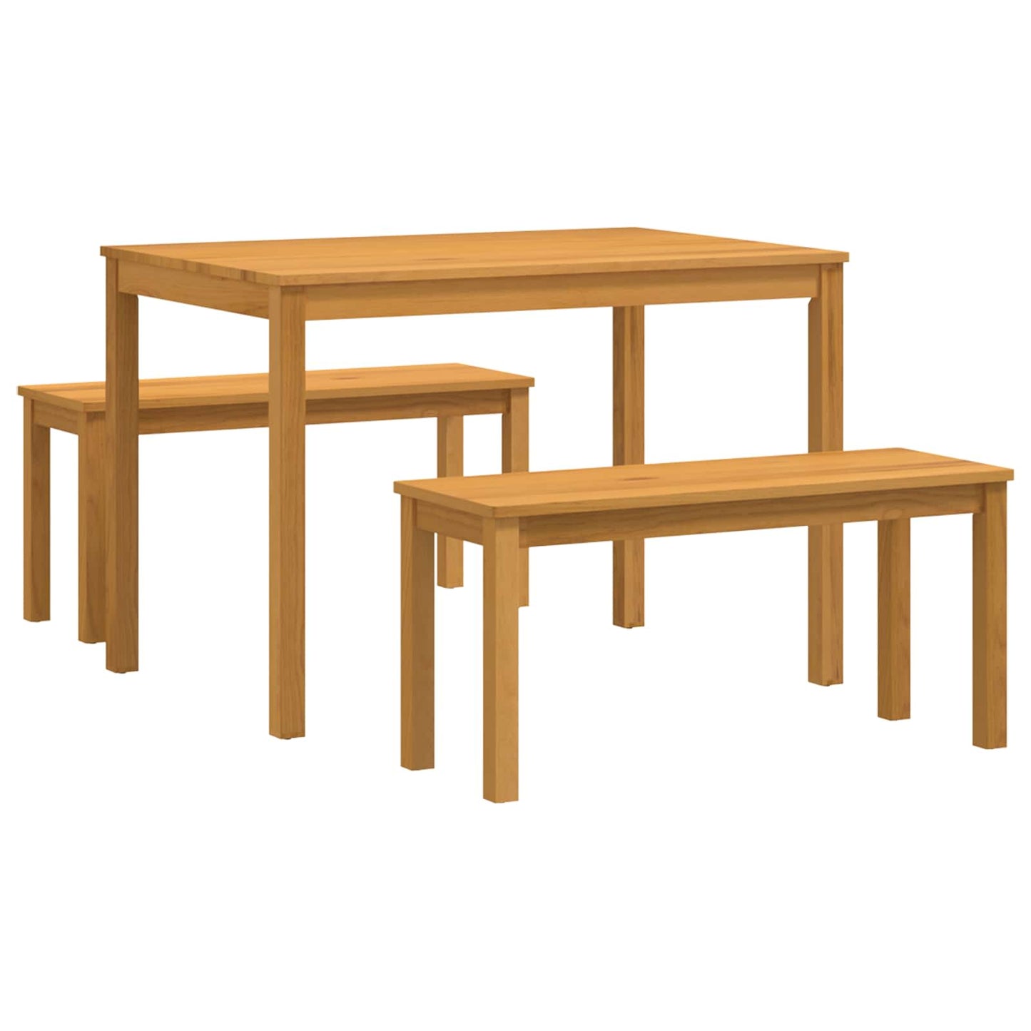 Dining Set 3 pcs Natural Solid Oak Wood