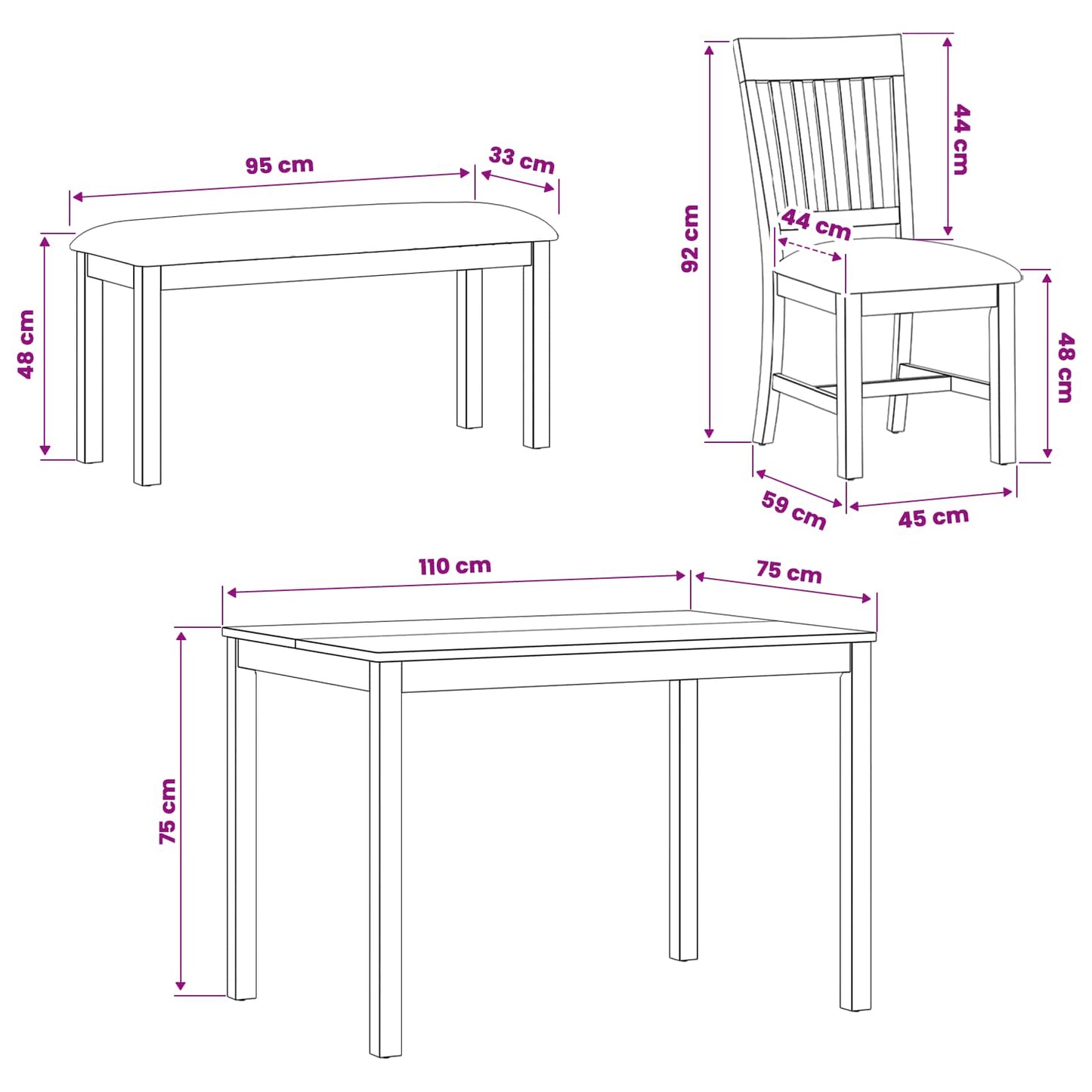 Dining Set 5 pcs Grey Solid Oak Wood