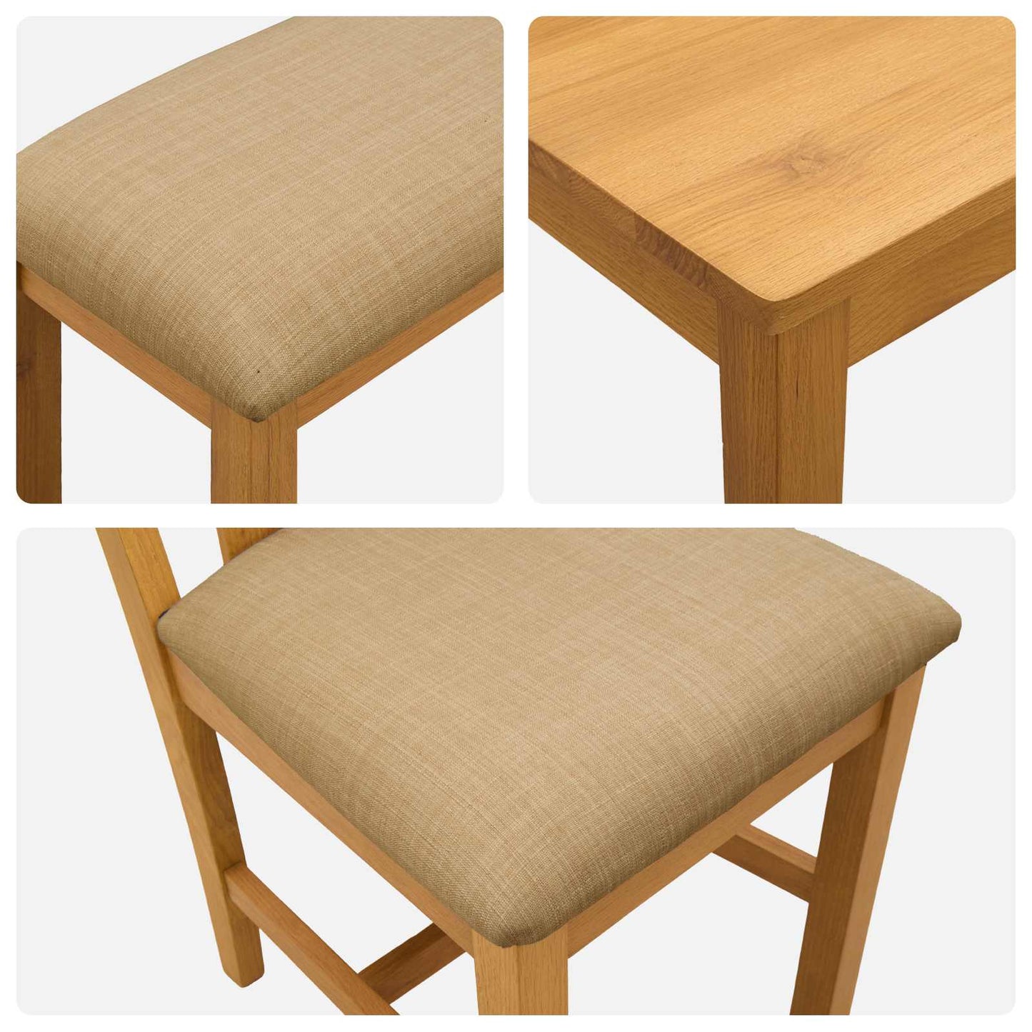 Dining Set 5 pcs Beige Solid Oak Wood