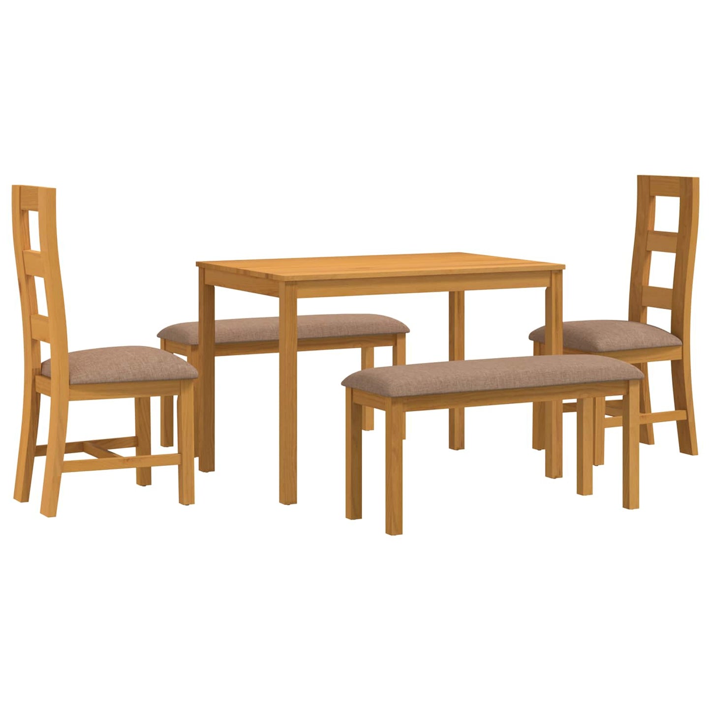 Dining Set 5 pcs Grey Solid Oak Wood