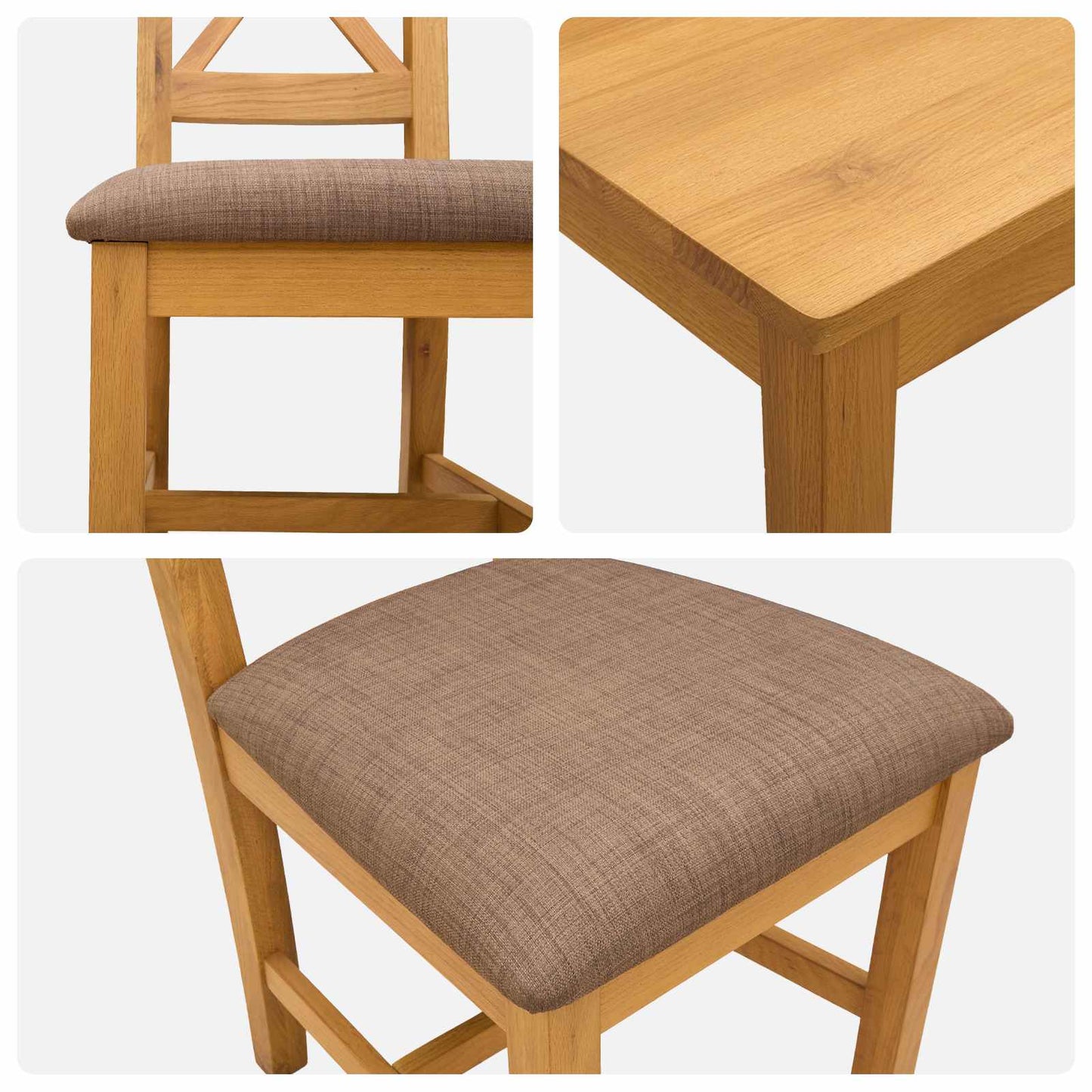 Dining Set 5 pcs Grey Solid Oak Wood