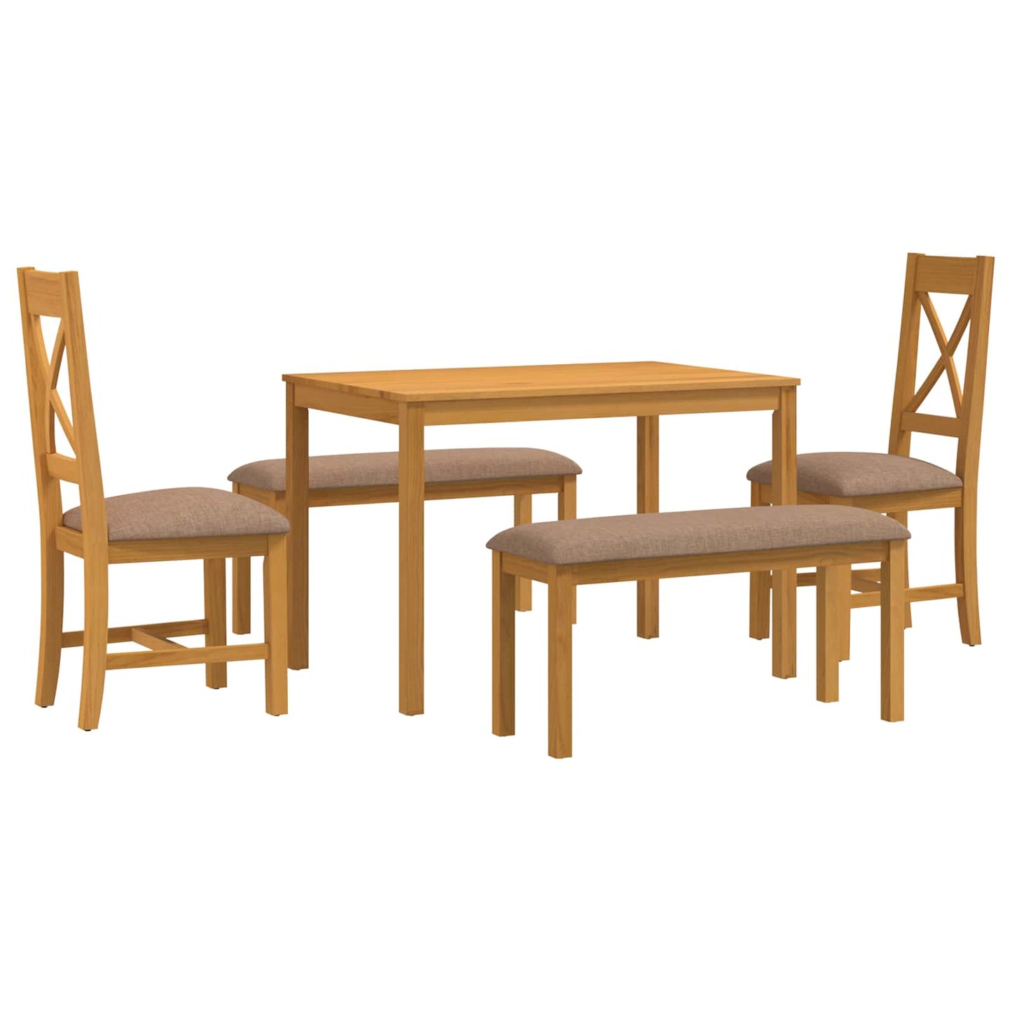 Dining Set 5 pcs Grey Solid Oak Wood