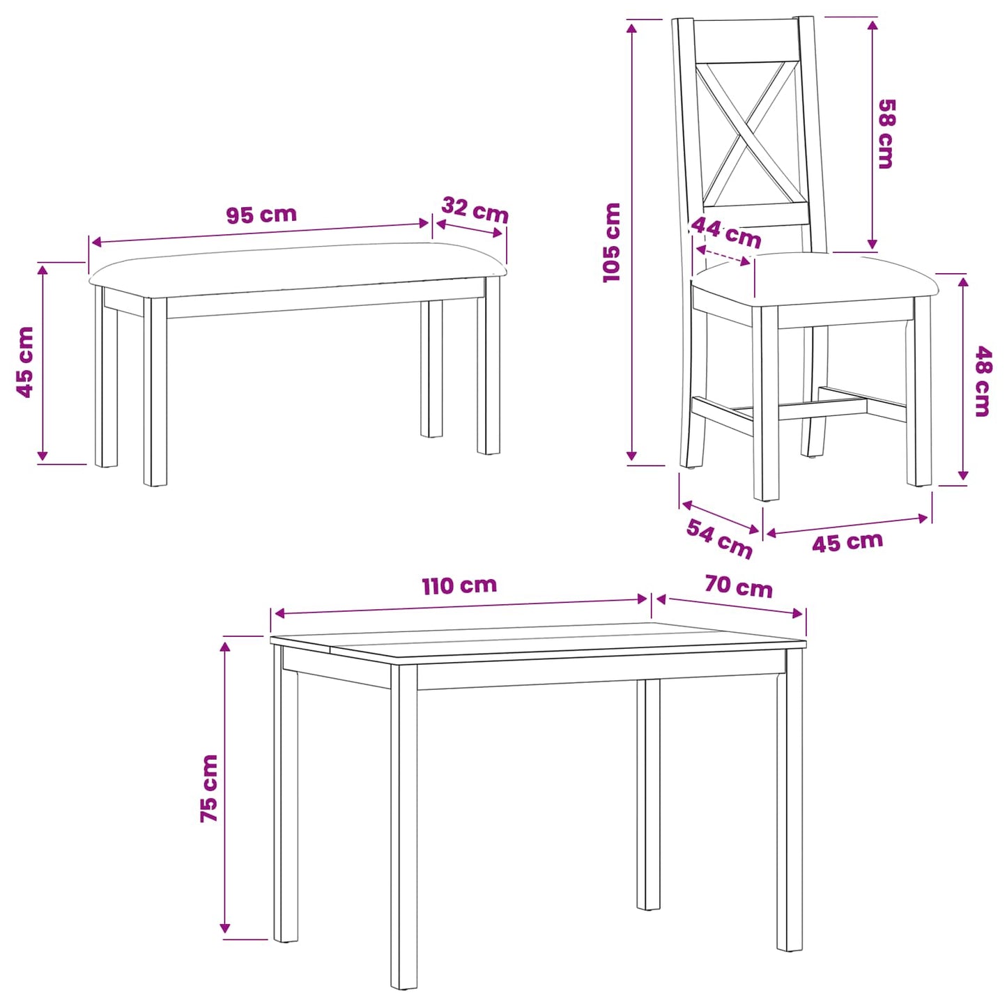 Dining Set 5 pcs Black Solid Oak Wood