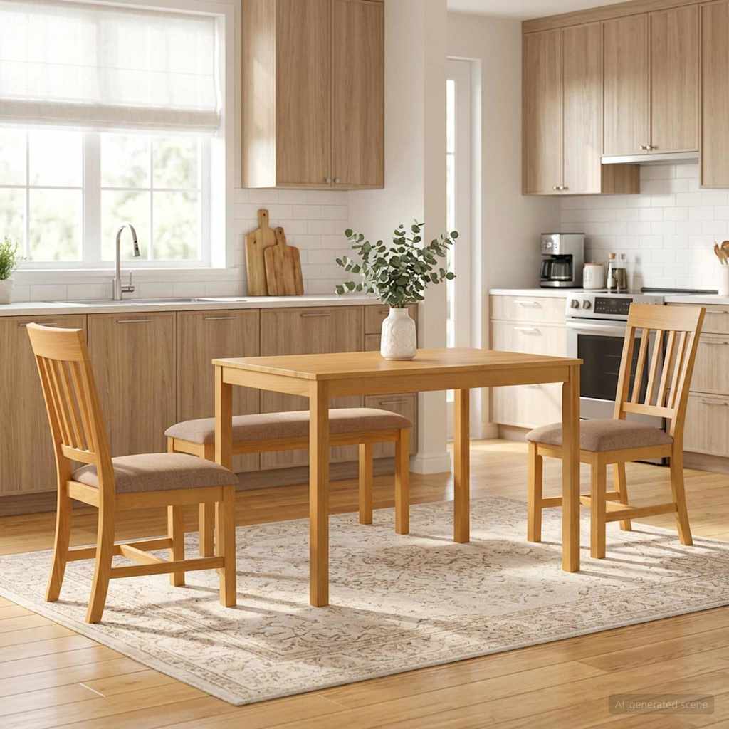Dining Set 4 pcs Grey Solid Oak Wood