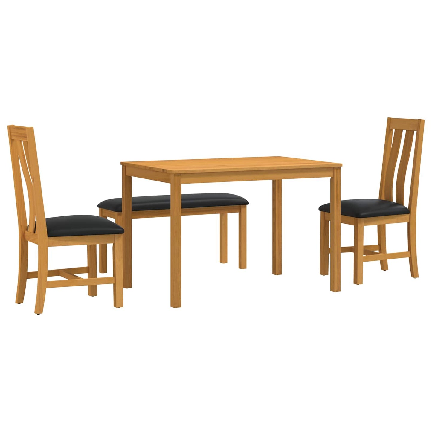 Dining Set 4 pcs Black Solid Oak Wood
