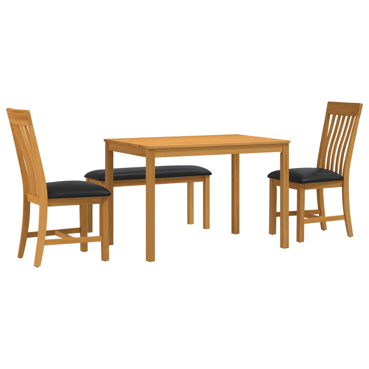 Dining Set 4 pcs Black Solid Oak Wood